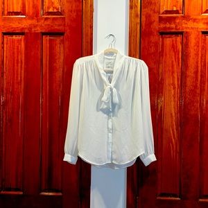 Worn Once!! J.Crew White Blouse With Tie In Front